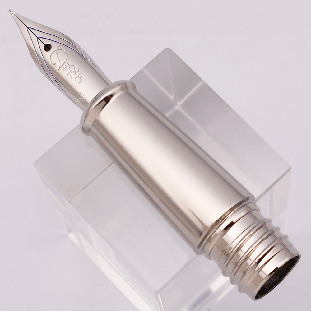 S T Dupont Olympio Large 18k Nib - Extra-Fine, Silver-Toned 18k